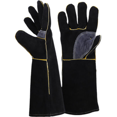 Guantes de horno forrados con papel de aluminio, resistentes al calor hasta 500 °C, 40 cm, perfectos para rincones de cocción en horno (negro)