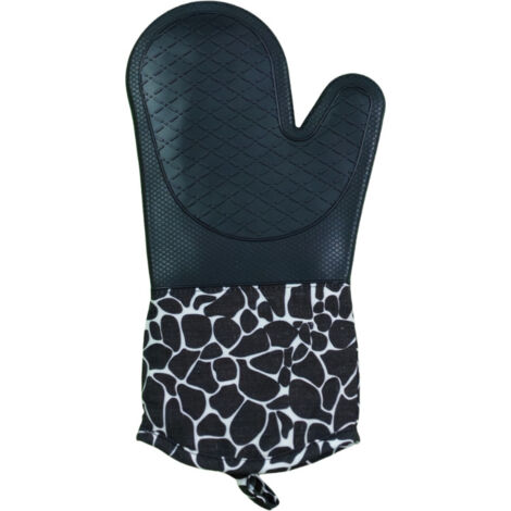 Guantes de horno, guantes de cocina, guantes antideslizantes para barbacoa con forro de algodón para cocinar, hornear, repostería, asar a la parrilla, color negro.
