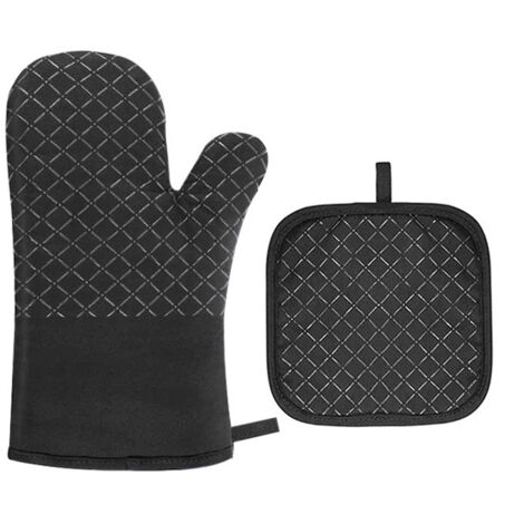 Guantes de horno, manoplas y agarraderas (juego de 2), resistentes al calor hasta 260 ℃, ideales para cocinar, asar a la parrilla, hornear y hornear.