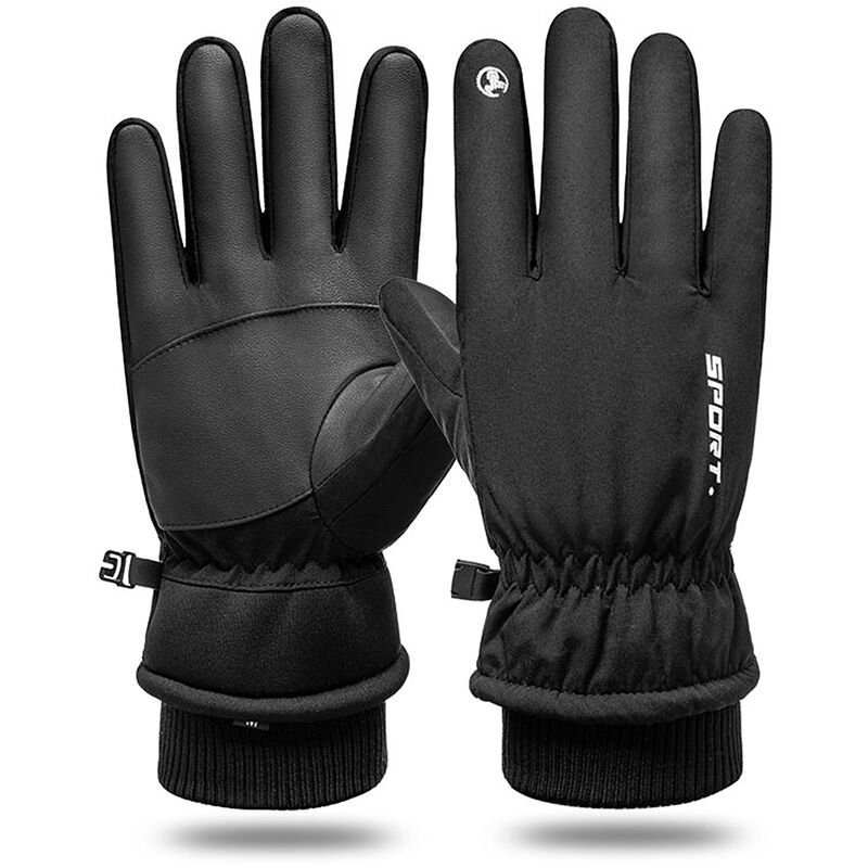 

Guantes de invierno calidos Guantes de nieve para hombres y mujeres,Negro, L