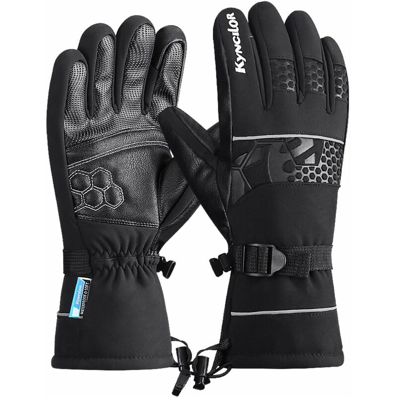 

Guantes de invierno Fleece Pantalla tactil A prueba de viento Impermeable Guantes calidos para ciclismo Esqui,Negro, L