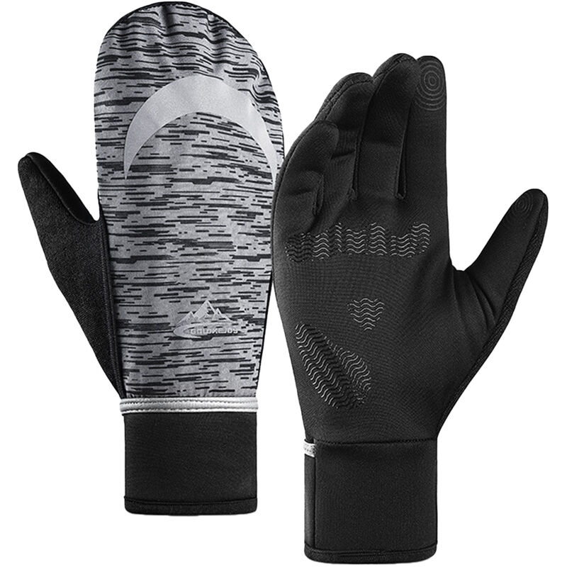 

Guantes de invierno Forro polar calido Pantalla tactil A prueba de viento Manoplas impermeables para deportes Ciclismo Esqui Bicicleta,Negro, XL