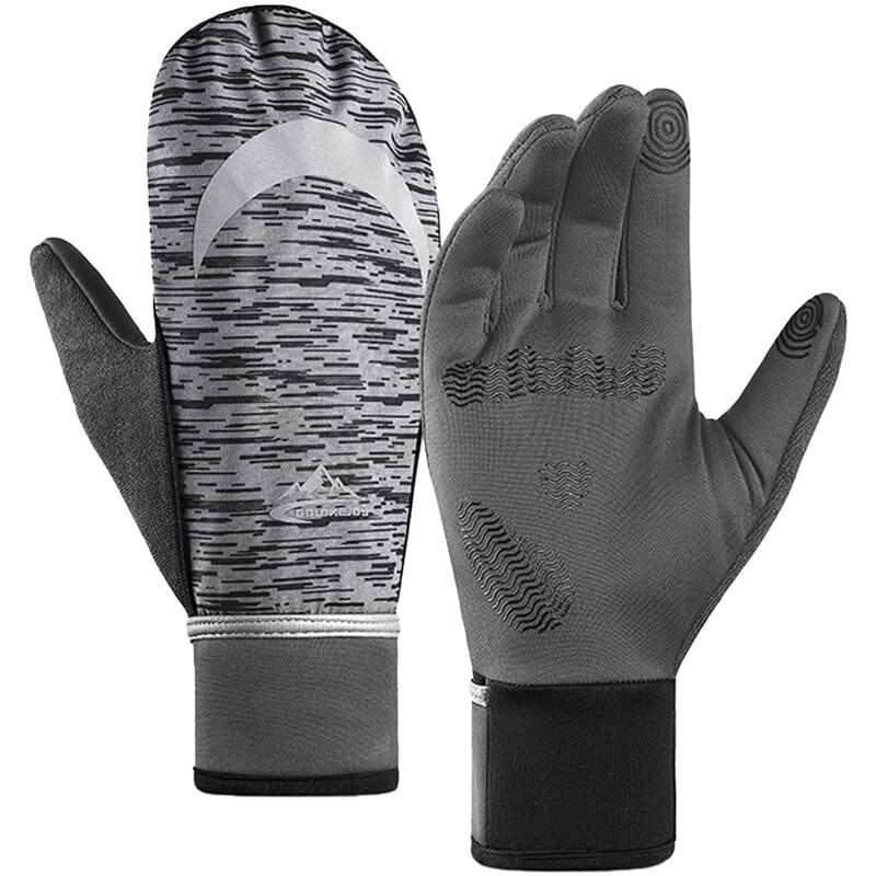 

Guantes de invierno Forro polar calido Pantalla tactil A prueba de viento Manoplas impermeables para deportes Ciclismo Esqui Bicicleta,Gris, M