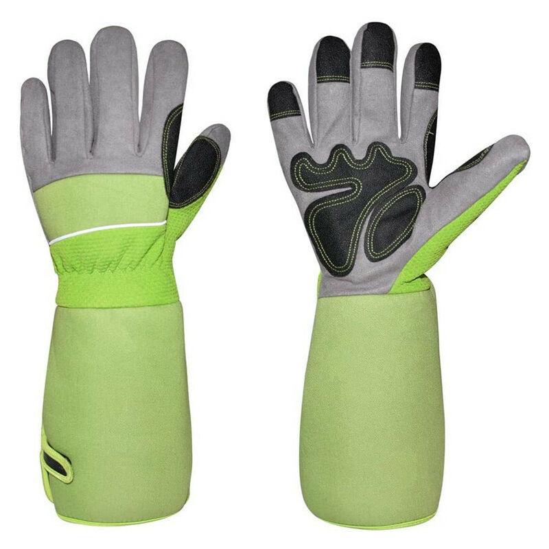 

Guantes de Jardinería de Piel Transpirable para Hombre y Mujer con Guante Anti-Espinas, Piel de Vaca de Manga Larga para Jardinero y Granjero, verde.