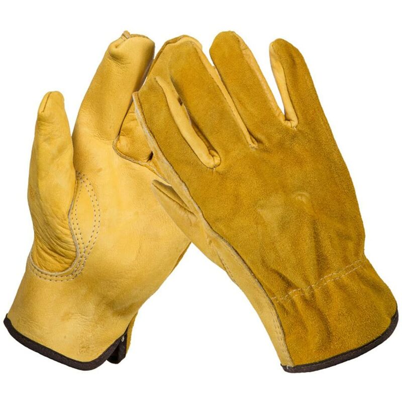 

Guantes de jardinería de cuero cómodos con ajuste delgado impermeable, forro suave y duradero, talla L