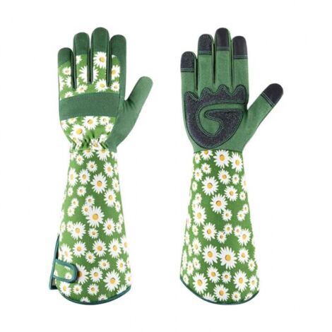 Guantes de jardinería de manga larga para poda de rosas para hombre y mujer, guantes de trabajo de cuero antideslizantes para jardinería al aire libre, cómodos y transpirables (M)