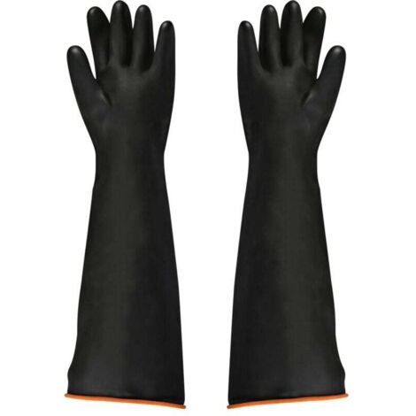 Guantes de látex negros, 1 par, 55 cm, resistentes a ácidos y álcalis, seguridad industrial, guantes de trabajo