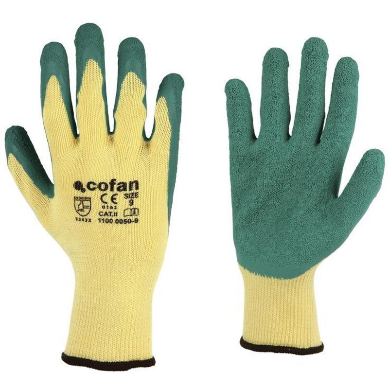 

Guantes de Látex Rugoso con Soporte de Punto | Verde - T-9 ( Blíster 12 pares)