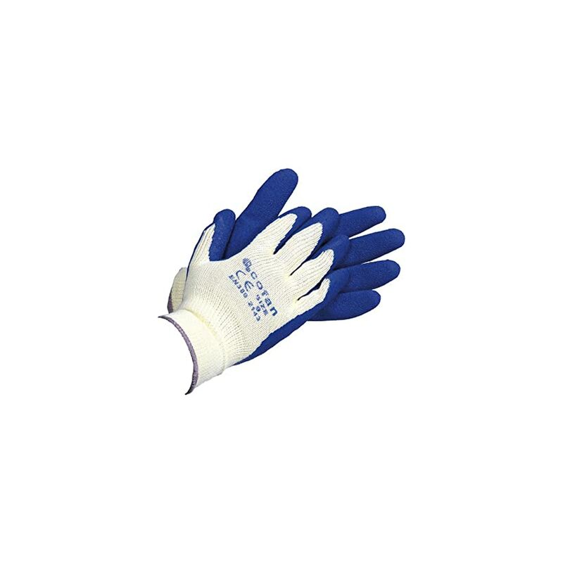 

Guantes de Latex Rugoso con Soporte de Punto Azules Talla:T-9