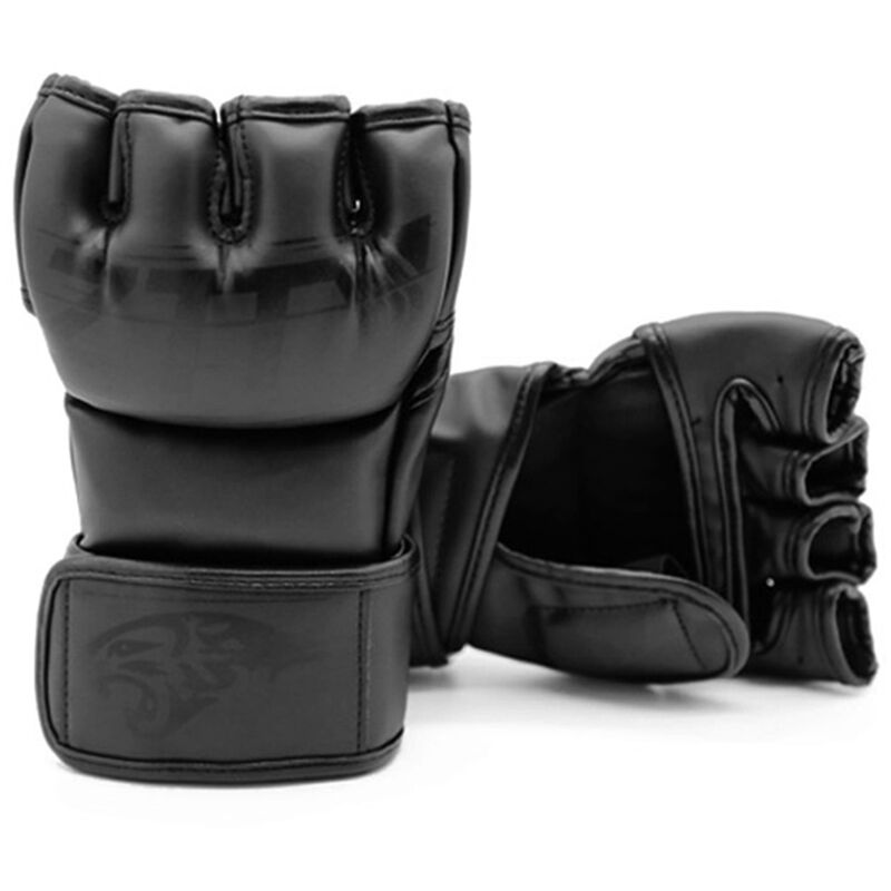 

Hombres Mujeres Kickboxing Guantes Guantes de boxeo con palma abierta Saco de boxeo Guantes para boxeo Kickboxing Sparring Muay Thai, Negro, M