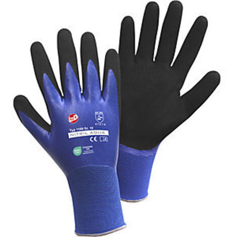 Guantes de nitrilo aqua talla 10 azul / negro nailon con nitrilo dopado EN 388 PPE II (Por 12)