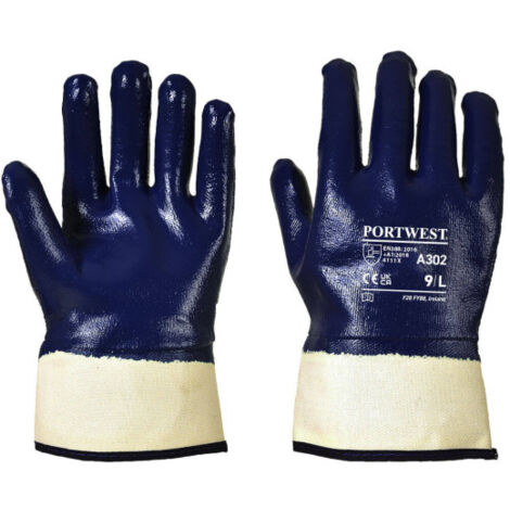 Guantes de Nitrilo cubierto totalmente, puño de seguridad A302 XL