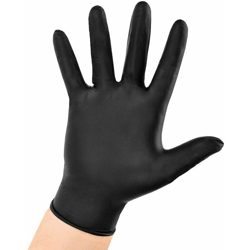

guantes de nitrilo desechables negros t-xl paq.100 unidad para taller mecanico