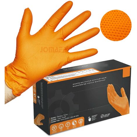 1000 uds Guantes nitrilo naranja diamantado talla L