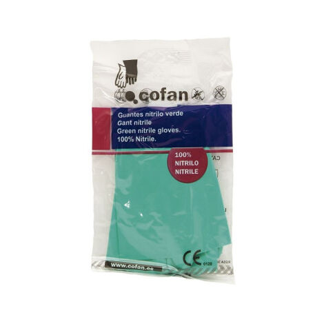 Guantes de nitrilo verde Flocado de algodón interior Elásticos y resistentes S (12 pares)