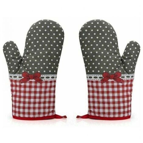 Guantes de parrilla ignífugos de talla única, paquete de 2, 28 cm, agarraderas de algodón, guantes de horno para proteger tus manos