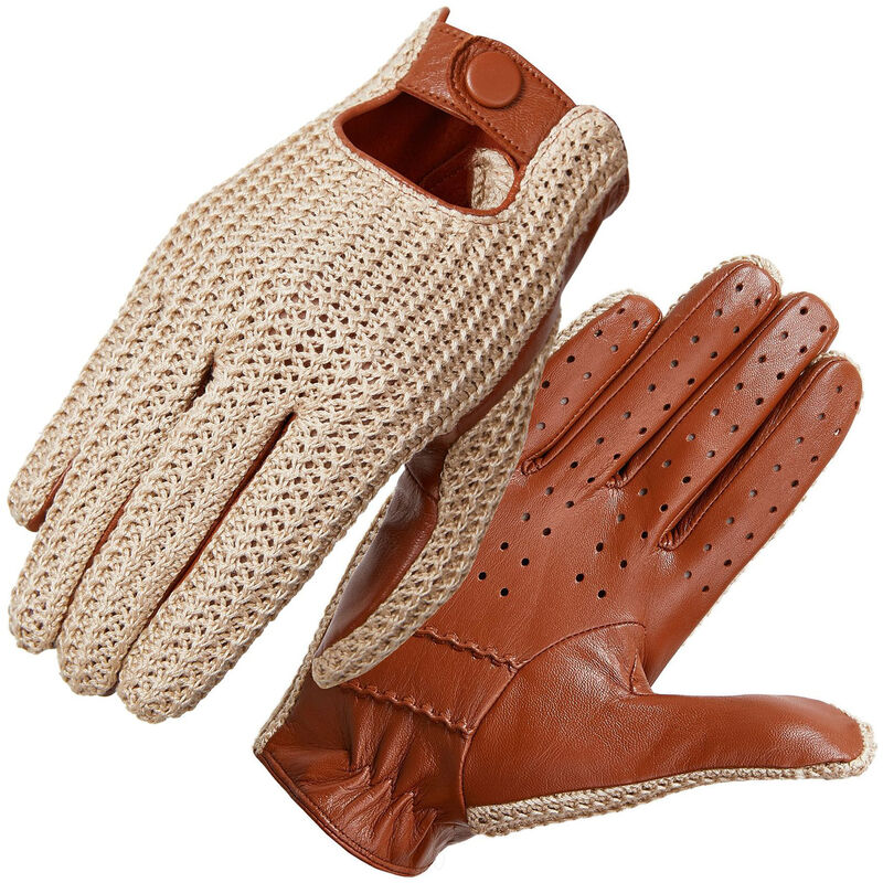 

Guantes de piel de cabra tejidos para hombre con pantalla tactil para la conduccion diaria de motociclismo,Beige, L