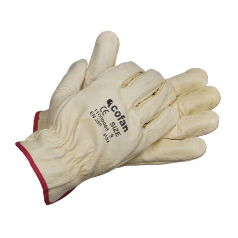 Guantes de piel de vacuno Calidad estándar Seguros y cómodos Resistentes y duraderos COFAN T-11 (12 pares) Amarillo
