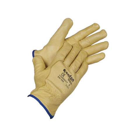 Guantes de piel de vacuno con forro interior de algodón resistentes al frío - T-8 (12 pares)
