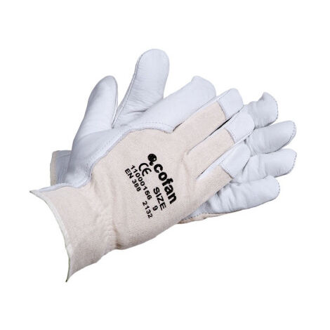 Guantes de piel de vacuno y dorso de punto transpirables - T-9 (12 pares)