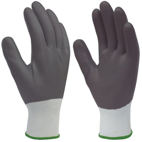 Guantes de poliéster y recubrimiento completo de nitrilo (Talla 10) color blanco y gris