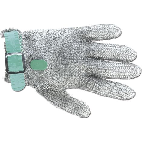 Guantes de protección Arcos 615100 de acero inoxidable 23 cm cinta de color verde Talla 1-XS en caja