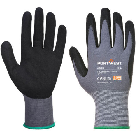 Guantes de protección soporte ligero DermiFlex, galga 15 A350 M Negro