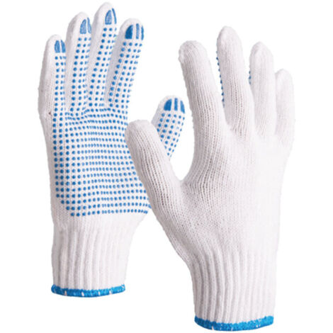 GUANTES DE PUNTO DE POLIALGODÓN CON PUNTO DE PVC TP169 BLANCO/AZUL T9 - DELTA PLUS - TP16909
