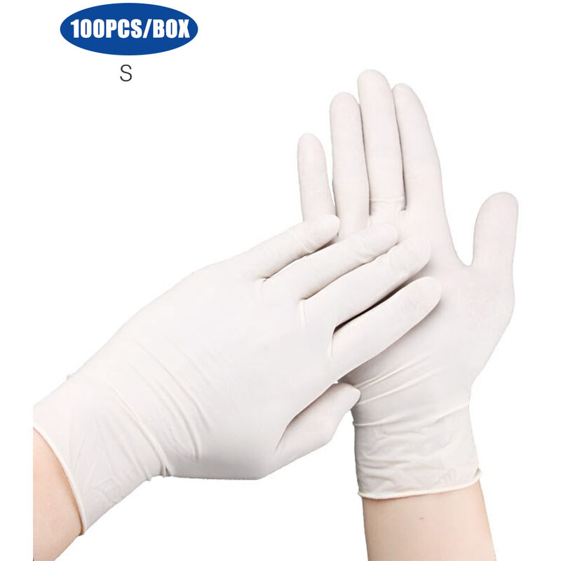 

Guantes de PVC desechables, guantes protectores para el hogar, restaurante, cocina, catering, proceso de alimentos, uso 100 unids / caja,Blanco,S