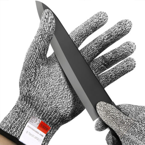 Guantes de seguridad de nivel 5 resistentes a cortes y perforaciones, fabricados con alambre de acero inoxidable y malla metálica, para uso en cocinas y carnicerías, talla M (22 cm).