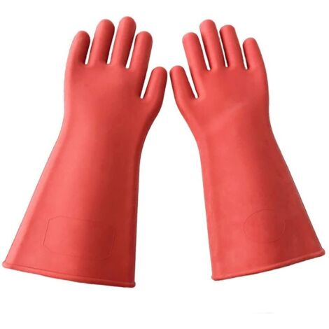 Guantes de seguridad para trabajo, guantes de seguridad eléctrica de caucho de 12 kV, guantes de protección eléctrica, guantes aislantes de alta resistencia, protección contra ácidos, álcalis y aceite