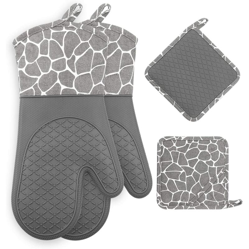 

Guantes de silicona para horno, 1 par de guantes de barbacoa resistentes al calor y, perfectos para parrilla de barbacoa, horno de cocina, gris a