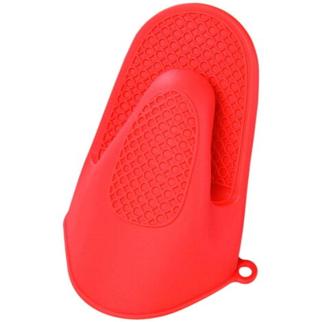 Guantes de silicona resistentes al calor, aptos para horno, parrilla y microondas (resistentes hasta 500 °C) – aptos para lavavajillas, un par, color rojo.