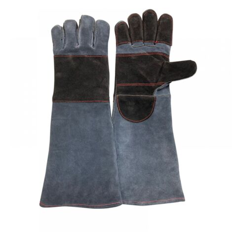 Guantes de soldadura de 55 cm, anticortes y antimordeduras, con aislamiento térmico y resistencia a altas temperaturas, acolchado de cuero.
