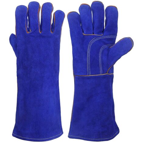 Guantes de soldadura de cuero ZOLGINAH - Resistentes al calor/fuego perfectos para jardinería/horno/parrilla/chimenea/estufa/soldador TIG/manipulación de animales/barbacoa - 14"