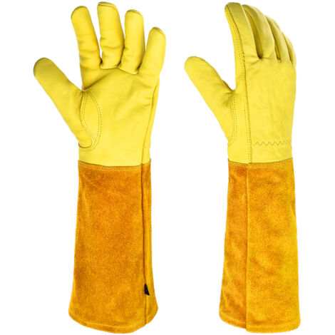 Guantes de soldadura extralargos, guantes de cuero resistentes al calor, guantes de jardinería resistentes a las espinas, guantes de trabajo para chimeneas, estufas, hornos, barbacoas y jardinería.