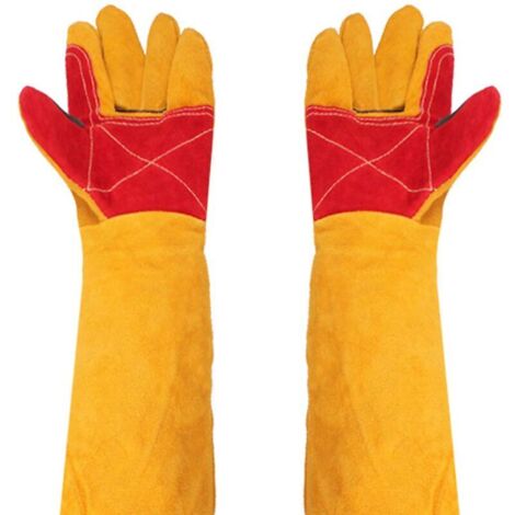 Guantes de soldadura gruesos con mangas extralargas de 61 cm (24") - Resistentes al calor - Para trabajos en chimeneas y jardinería