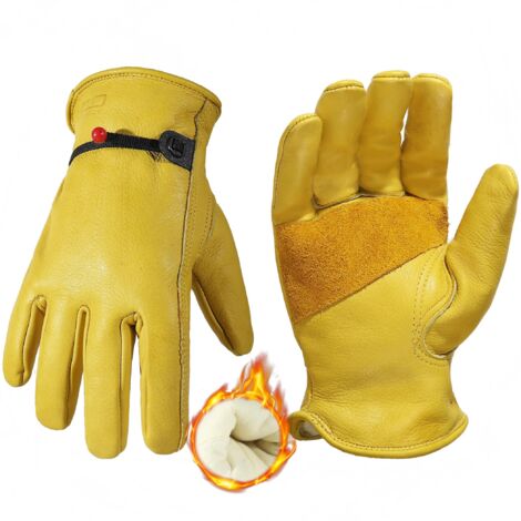 Guantes de trabajo aislantes para hombre, guantes de trabajo de cuero resistentes al desgaste para invierno y clima frío.