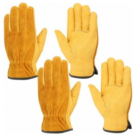 Guantes de trabajo de cuero, 2 pares de guantes resistentes al agua para construcción, jardinería, reparación de automóviles, disponibles para hombres y mujeres M