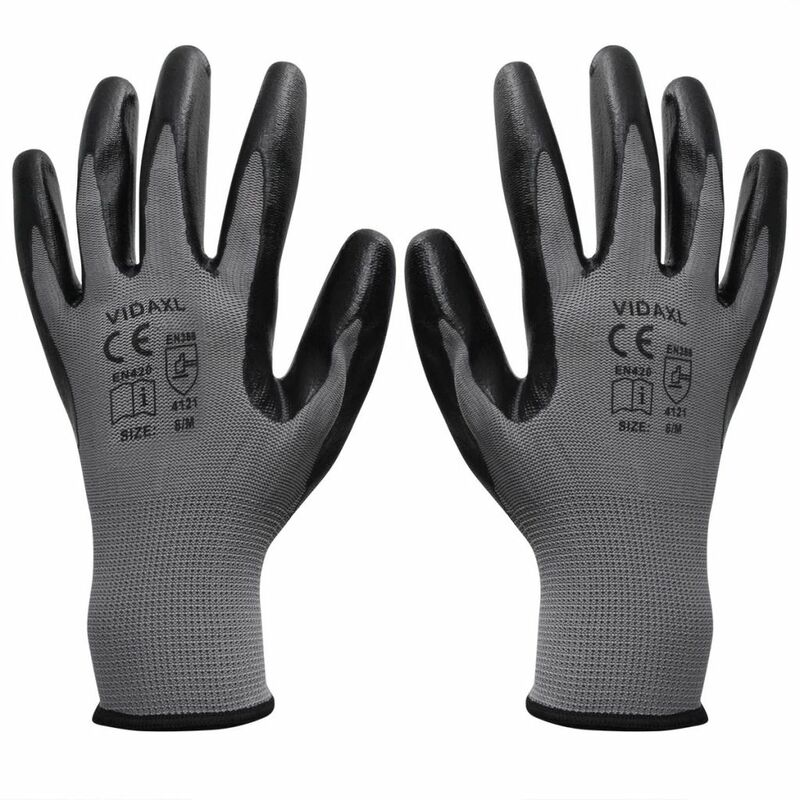

Guantes de trabajo de nitrilo 24 pares gris y negro talla 10/XL