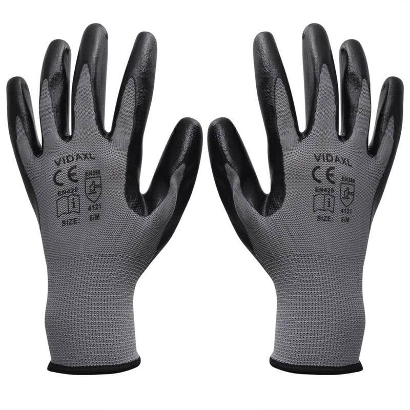

Guantes de trabajo de nitrilo 24 pares gris y negro talla 9/L - Gris
