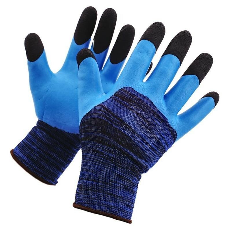 

Guantes de trabajo dedos de látex negro áspero. 11