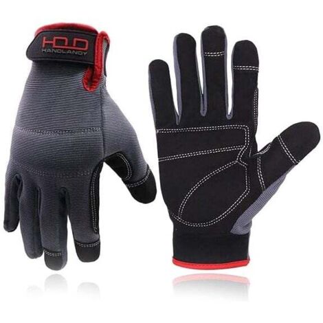 Guantes de trabajo HANDLANDY para hombre y mujer, prácticos guantes de trabajo mecánicos con pantalla táctil, guantes flexibles para jardinería, talla L