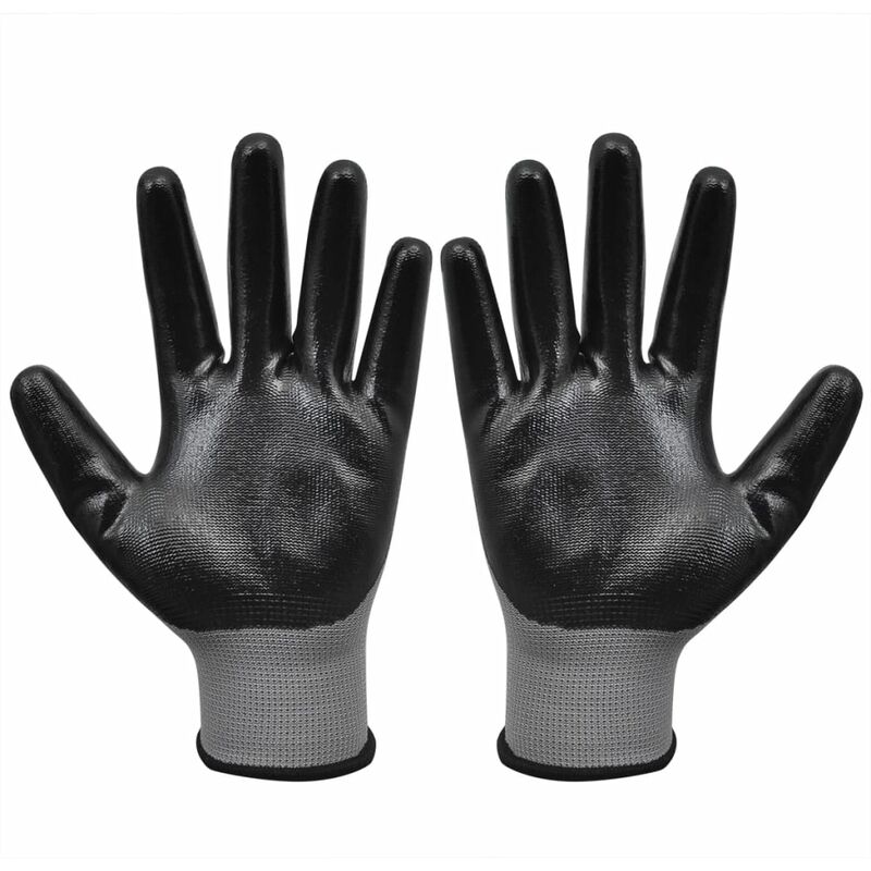 

Guantes de trabajo nitrilo 1 par gris y negro talla 9/L - Gris - Vidaxl