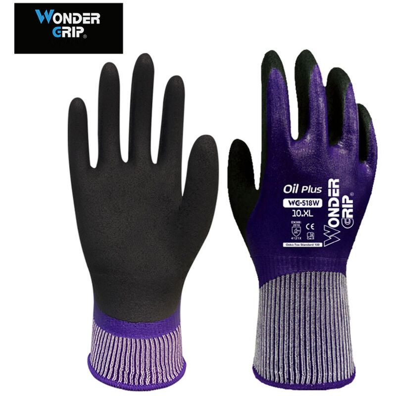 

Guantes de trabajo resistentes al frio, guantes de trabajo de pesca de jardineria resistentes al aceite recubiertos de latex de doble capa,L