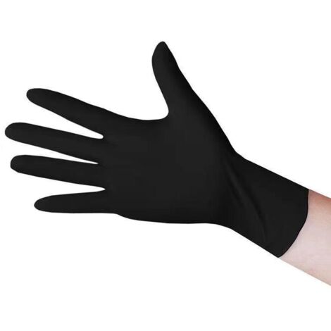Guantes desechables de nitrilo - Negros - Ambidiestros - Dedos texturizados para un mejor agarre - Acabado de puño enrollado - 100 guantes de nitrilo por caja, Talla L