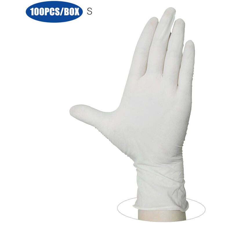 

Guantes desechables de PVC, guantes sin polvo para el hogar, restaurante, cocina, catering, proceso de alimentos, uso 100 unids / caja,Blanco,S