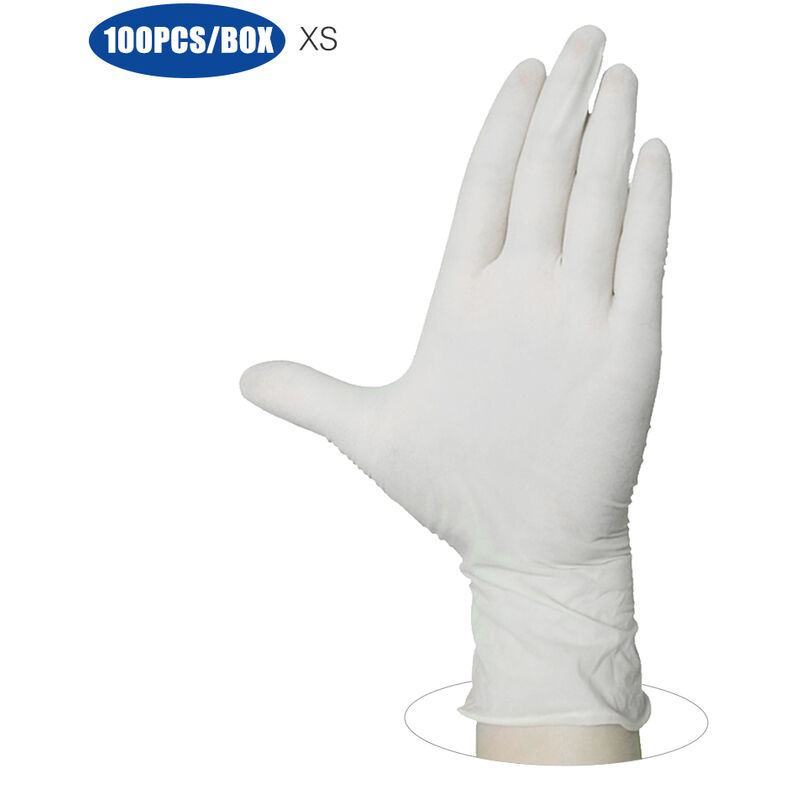 

Guantes desechables de PVC, guantes sin polvo para el hogar, restaurante, cocina, catering, proceso de alimentos, uso 100 unids / caja,Blanco, XS