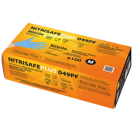 Guantes desechables NITRISAFE 049 (100 Unds) 7 Negro