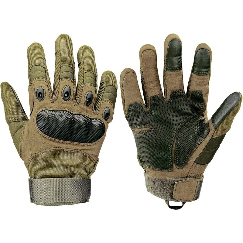 

Guantes duros de goma de dedo completo y medio, guantes de pantalla, guantes de moto, equitación, caza, montañismo, camping, talla L, verde